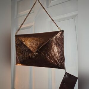 Ruza Rose Gold Envelope Leather Shoulder Bag